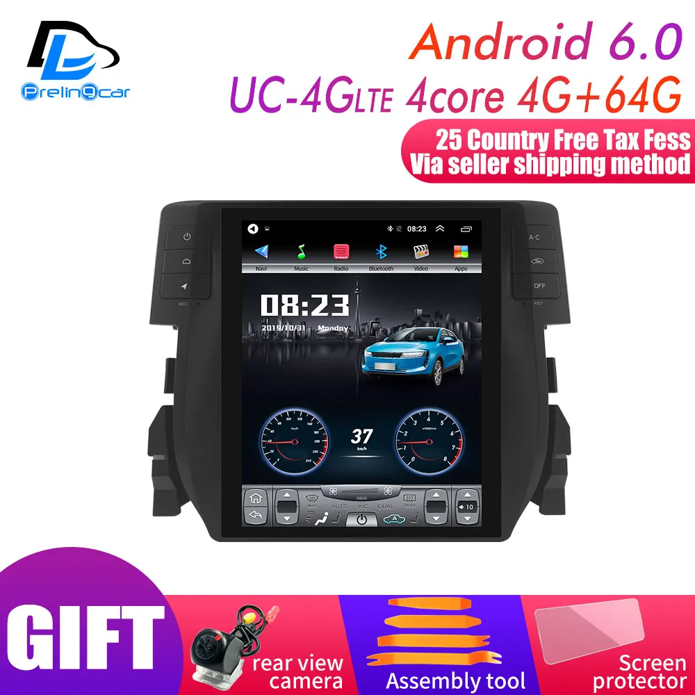 UC-4G LTE 4G64G 4G Lte 32G rom вертикальный экран Мультимедиа Видео Радио плеер для Honda civic- лет android навигация стерео - Цвет: UC-4G LTE 4G64G