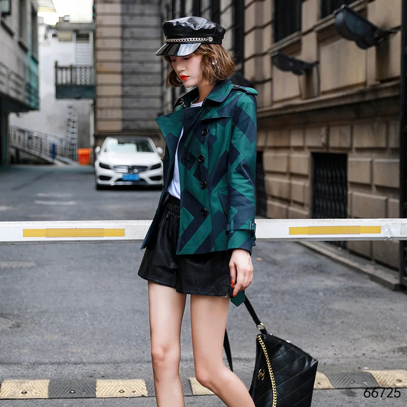 New BURDULLY women Trench Coat England Style short coat double breasted outer wear women's clothes female