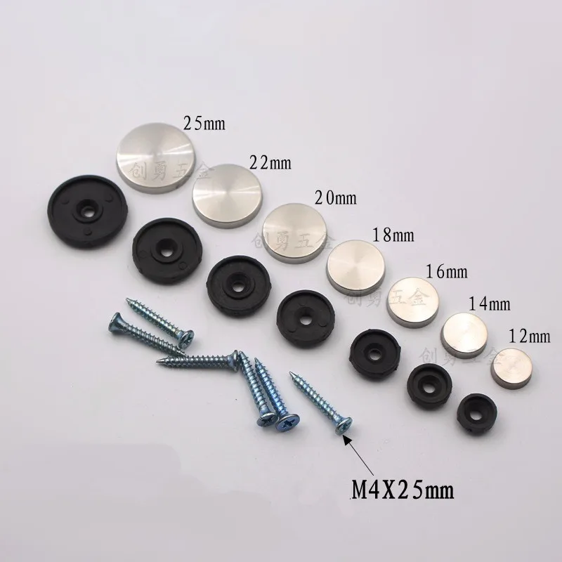 

100Pcs/Lot 12mm Diameter Stainless Steel Cap Cover Decorative Mirror Screws Display Mirror