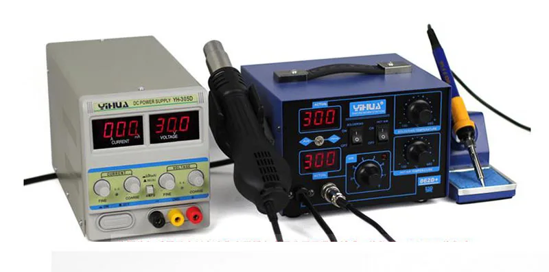 Система ремонта BGA YIHUA 862D+ паяльная станция+ YIHUA 305D 30V 5A Регулируемый источник питания постоянного тока