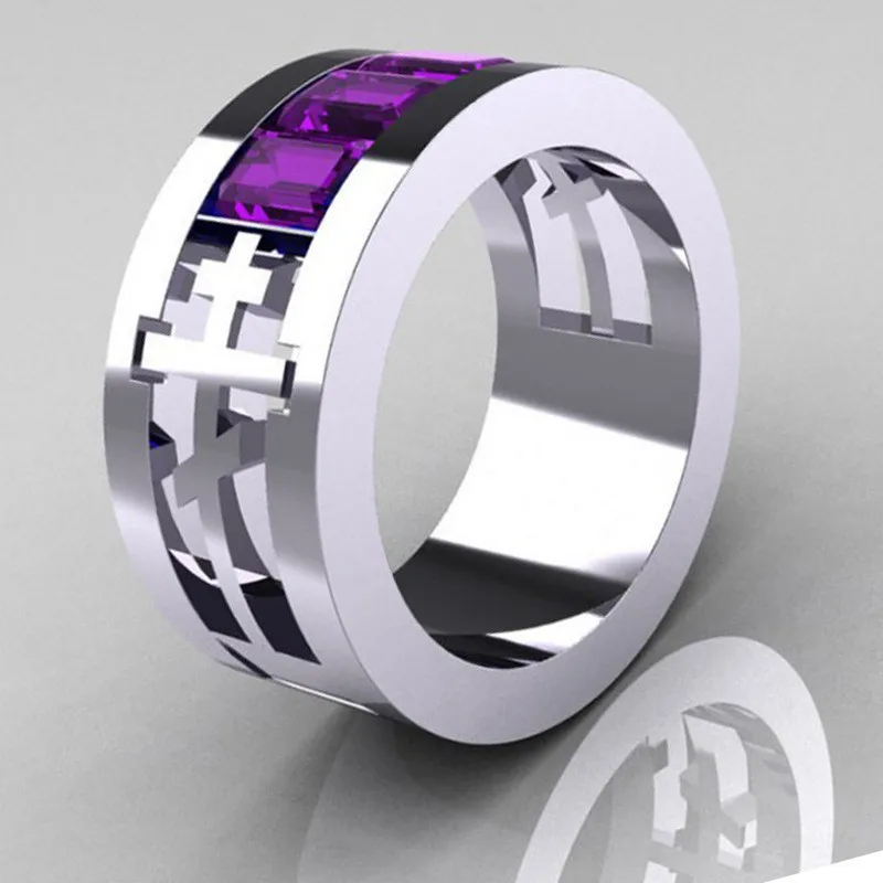 

Classical Purple Crystal Geometric Lines Women's Ring Trendy Alloy Round For Wedding Party Ring Jewelry 2020 Jewelry Accessories