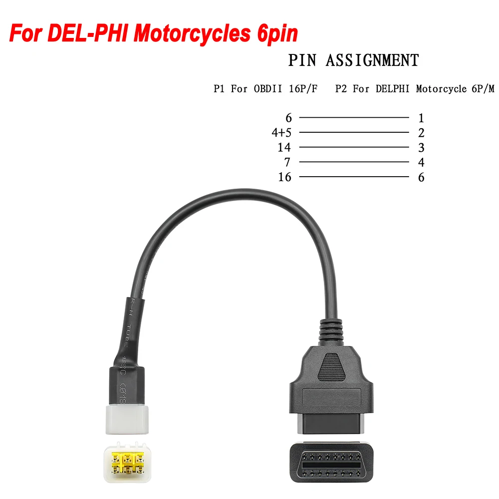 OBD2 Connector For KTM Motorcycle Motobike 6Pin Yamaha/Honda/Harley/Ducati/Kawasaki OBD Auto Tools Moto Extension Cable | Автомобили и