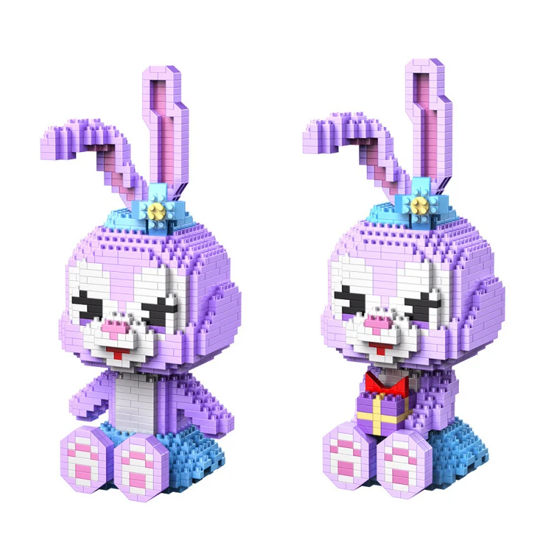 Fairyland-figuras de conejo morado de dibujos animados, bloques de micro diamantes, Stella Lou, nanoladrillos, juguetes de construcción para regalo