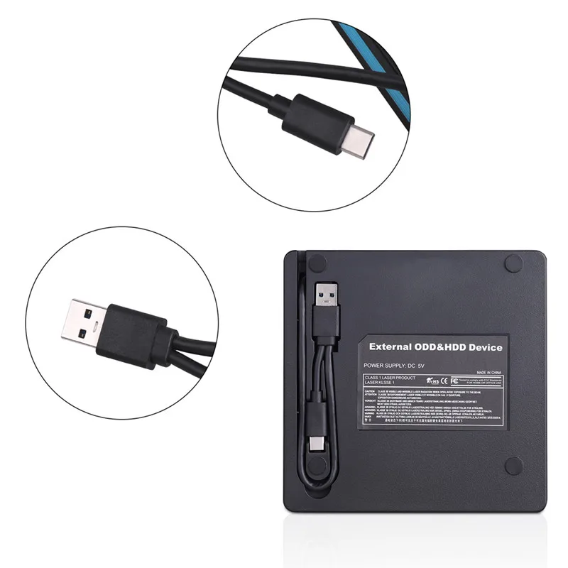 Внешний оптический привод USB 3 0 портативный внешний кардридер для CD дисков Type C