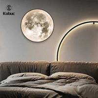 kobuc moon led wall lamp modern home decor lights wall lighting salon background living room bedroom sconces led fixture 24 60cm