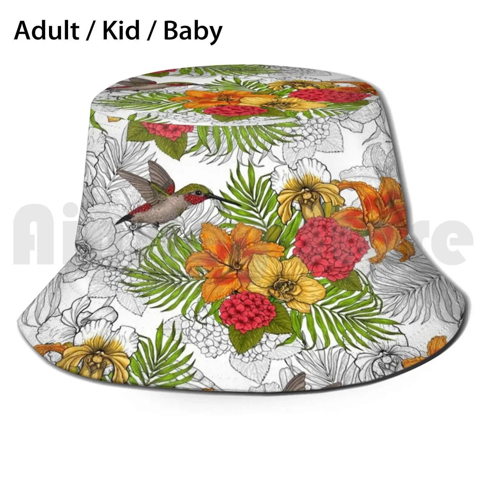 

Цветочный букет колибри и тропический букет Солнцезащитная шляпа складная УФ-защита Женский цветочный букет
