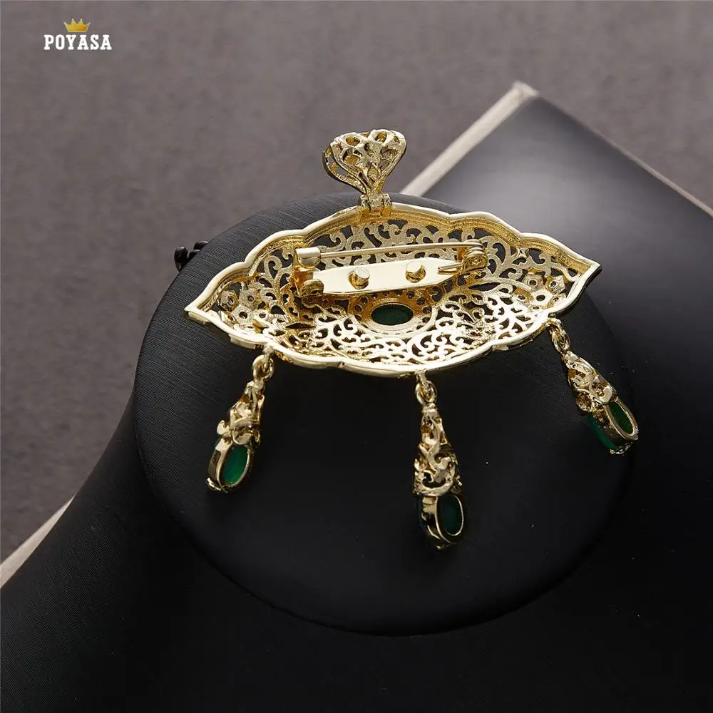 Colorful Crystal Brooches for Women Men Wedding Bridal Party Water Drop Golden Brooch Pin Jewelry Pendent | Украшения и