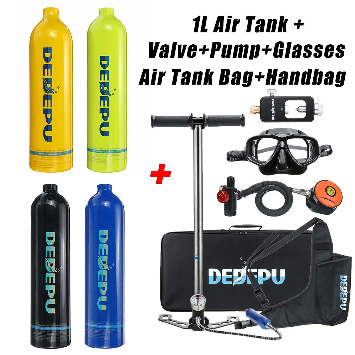 

DEDEPU 6 Stypes 1L Scuba Diving Tank Portable Oxygen Cylinder Dive Respirator Air Tank Underwater Breathing Equipment Pump Tool