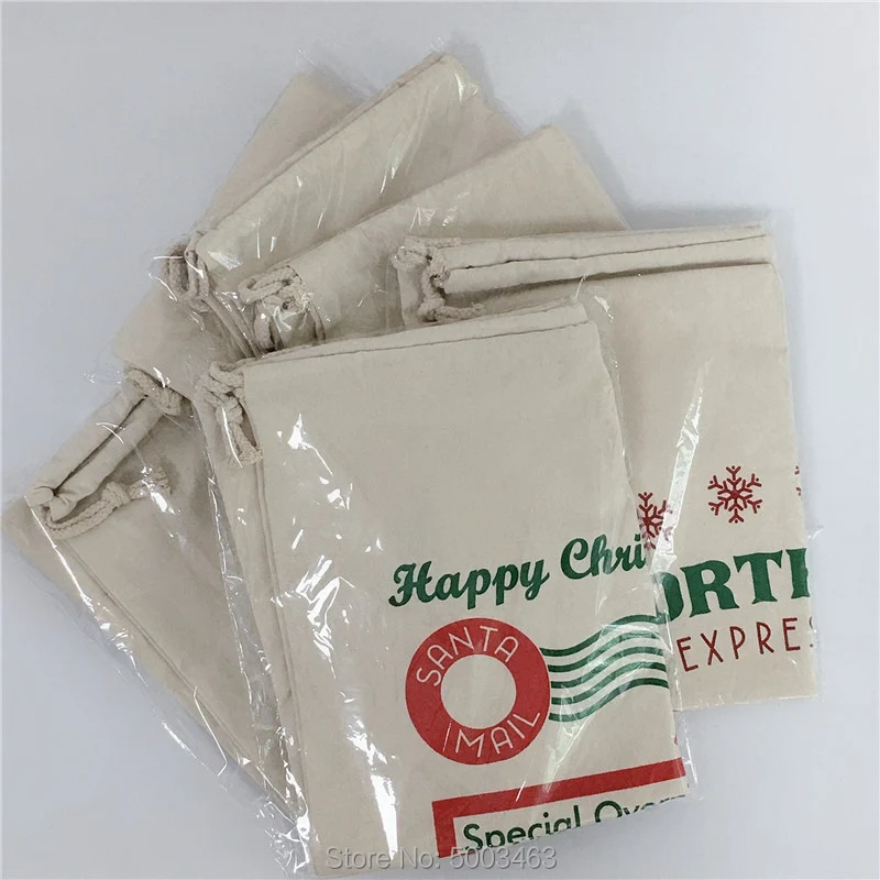 Оптовая продажа рождественские чулки сумки 30 шт. холщовые конфетные мешок Санты