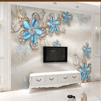 custom 3d european style diamond jewelry flower wall mural wallpaper high quality wall paper for living room tv wall home decor