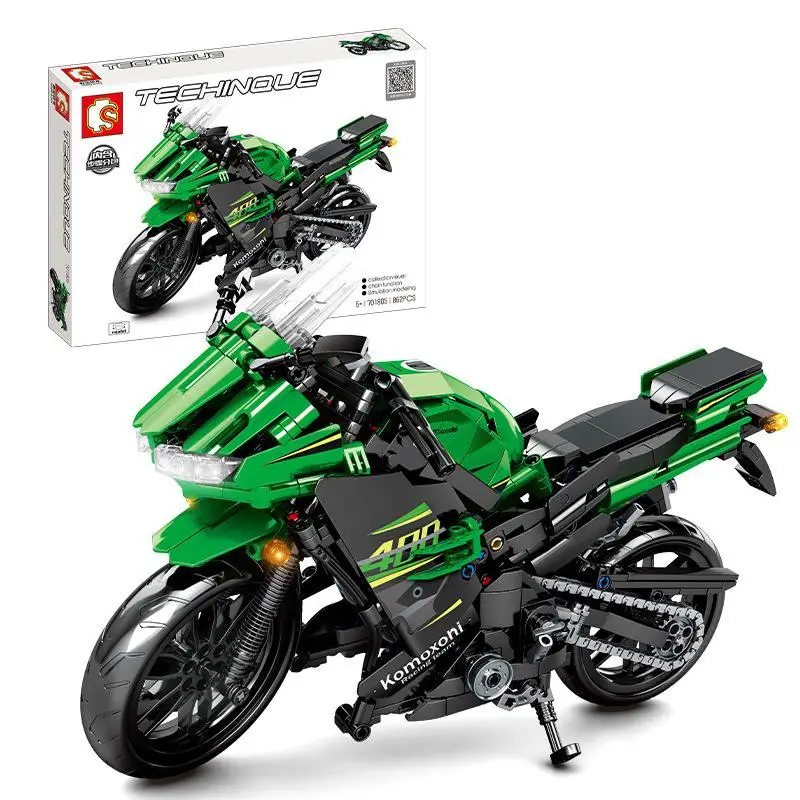 

Senbao 701805 Juggernaut Hurricane-Chuanqi Ninja 400 Motorcycle Assembling and Inserting Educational Building Blocks