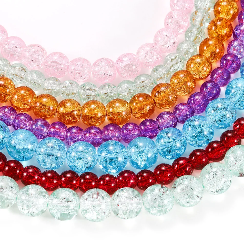 Multicolor Cracked Quartz Natural Stone Round Beads For Jewerly Making Crystal Ball for Diy Bracelet Necklace 8m-12m | Украшения и