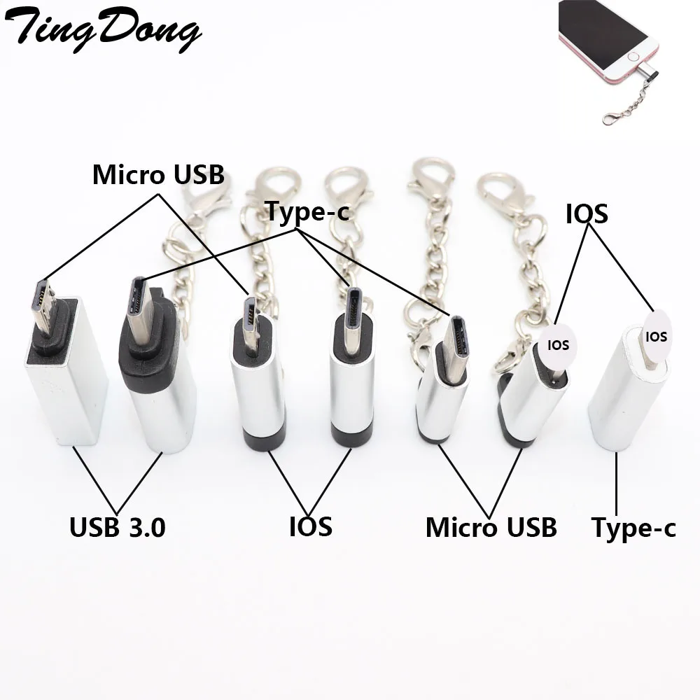 Для iPhone, чтобы Тип C адаптер Micro usb-конвертер для зарядки micro usb к Тип-c/usb3.0 конвертер для Xiaomi huawei