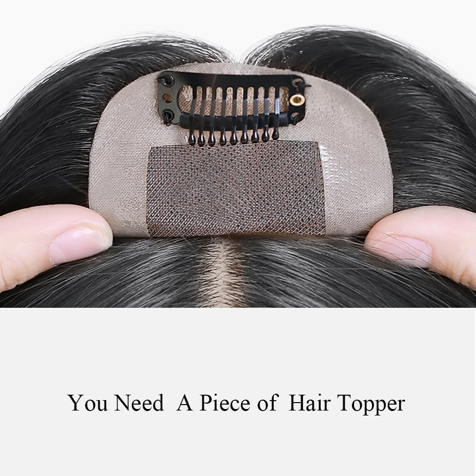 Brazilian Straight Topper Hair Remy Hair with Bangs for Women Clip-in One-piece Hair Extension Human Hair Pieces for Hair Loss