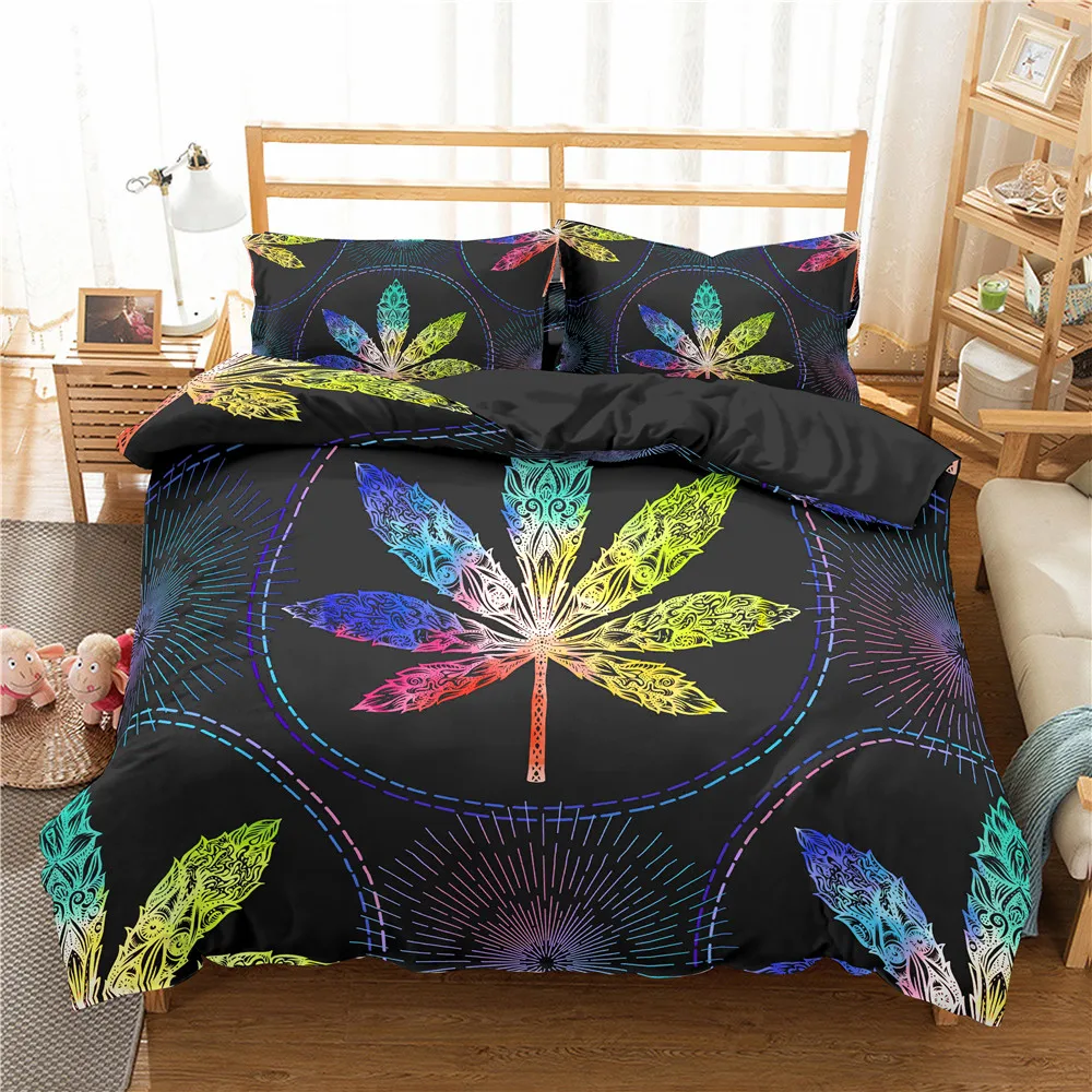 

Weed Leaves Bedding set 100% Polyester Bedding Set Queen King Size Quilt Cover Pillowcase Bed Cover Bed Linen