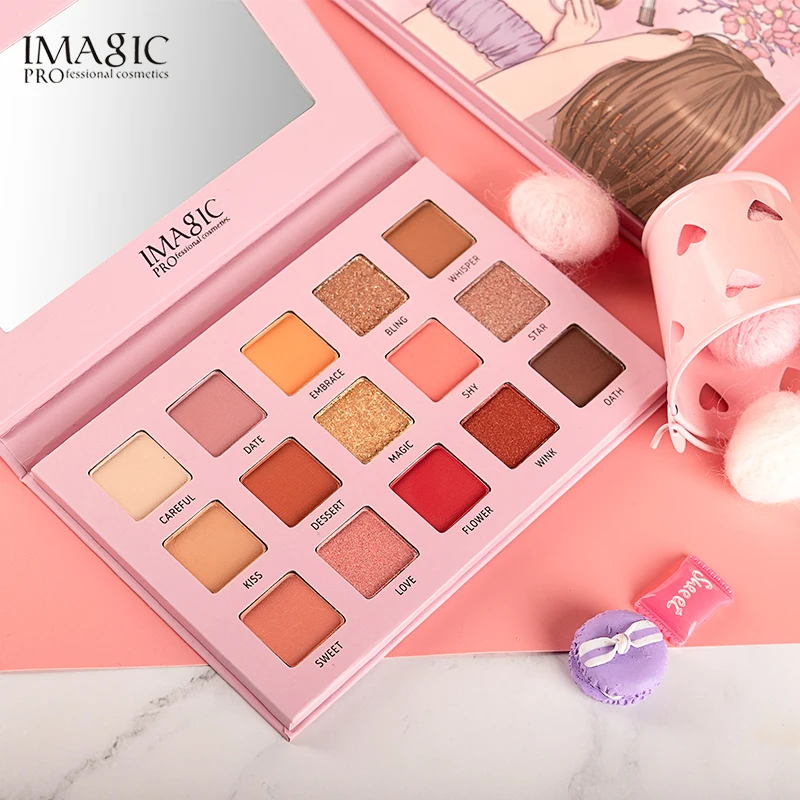 Тени для век imagic Palette Matte Shimmer 15 цветов Высокая пигментная блестящая пудра матовая палитра De Maquiagem для женской косметики