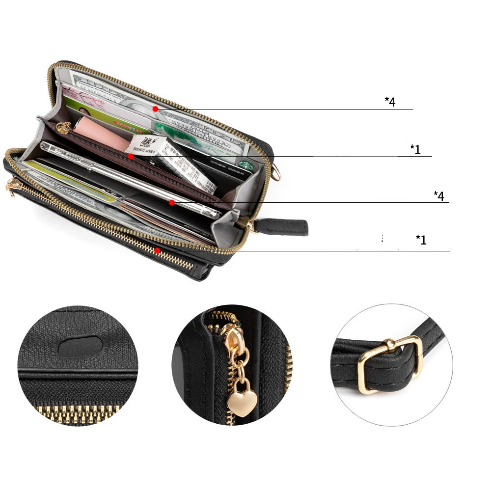 universal touchable phone pocket women shoulder bags pu leather ladies crossbody bag female clutch transparent wrist wallet free global shipping