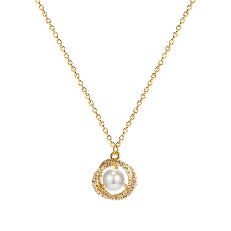 

Bacolod Gold Color Beauty Chain Choker Necklace for Women Crystal Pearls Party Birthday Jewelry Fashion Female Necklaces