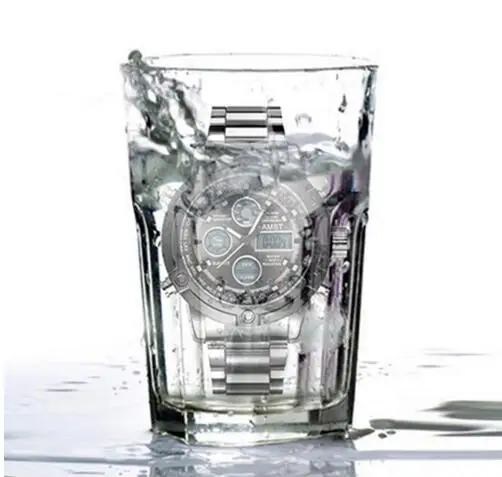 Мужские кварцевые часы с двойным механизмом водонепроницаемый спортивный