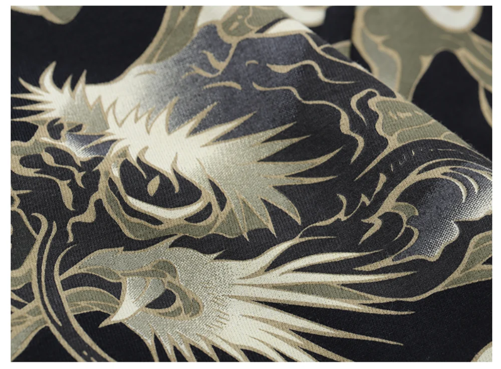 Printing Short Men's Sleeve T-Shirts Japan Style Loose Hip Rock Dragon Tattoo 100% COTTON Tops Tees | Мужская одежда