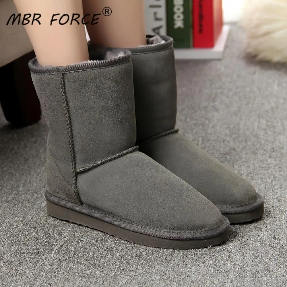 Женские замшевые ботинки MBR FORCE теплые зимние сапоги до середины икры из