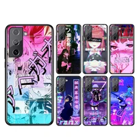 phone case for samsung galaxy s21 s20 fe s22 ultra pro lite s10 5g s10e s9 s8 plus sad anime aesthetic senpai black soft cover