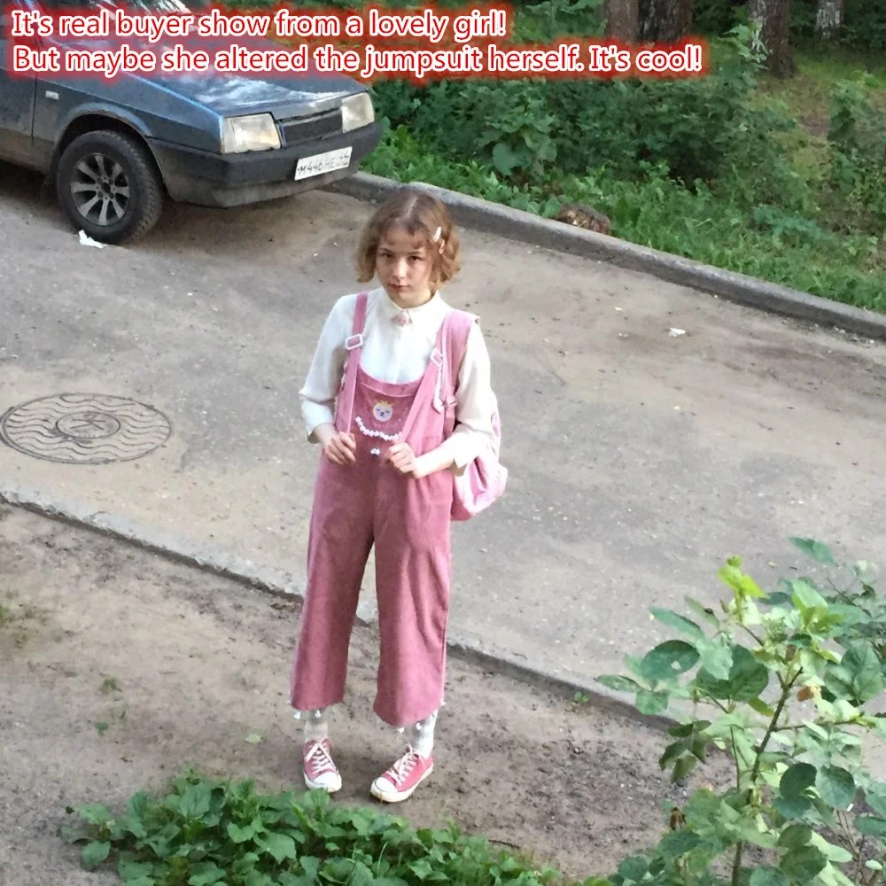 Комбинезон женский вельветовый с широкими штанинами до щиколотки мягкий милый