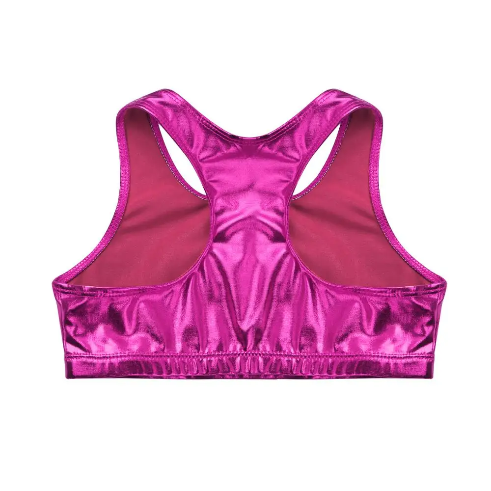 Детский Блестящий металлический Топ без рукавов для девочек балетные