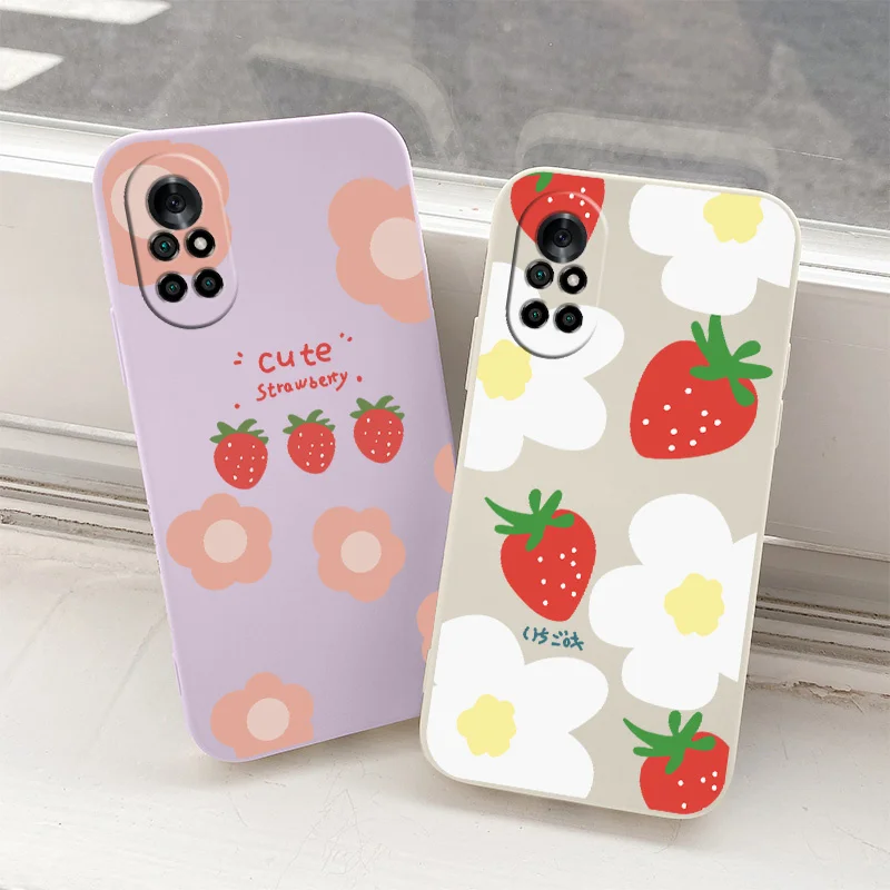 

Strawberry Flowers Lens Protection Case For Huawei Nova 8 7 Pro SE 6 SE Soft Phone Cover For 5 Pro 5Z 5I 5Ipro 5T 4 4E Case