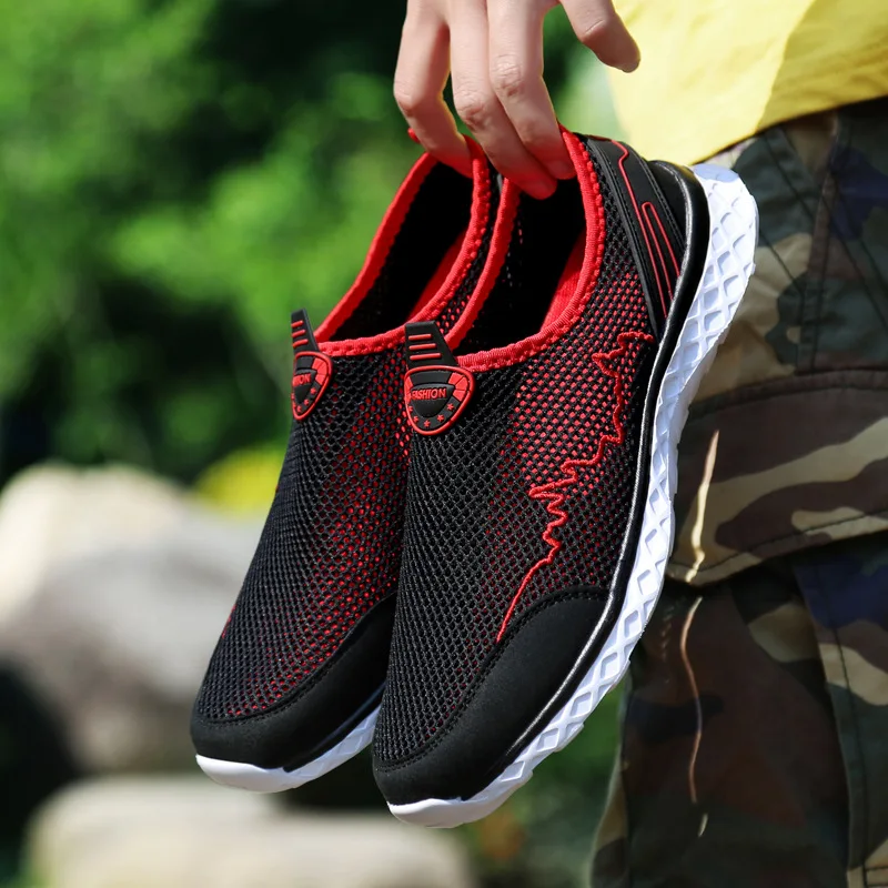 Модная Летняя обувь Мужская повседневная сетчатая Легкие дышащие слипоны на