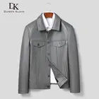 Мужская куртка из натуральной овечьей кожи, Повседневная серая белая куртка с карманами на осень, новая мужская куртка L207