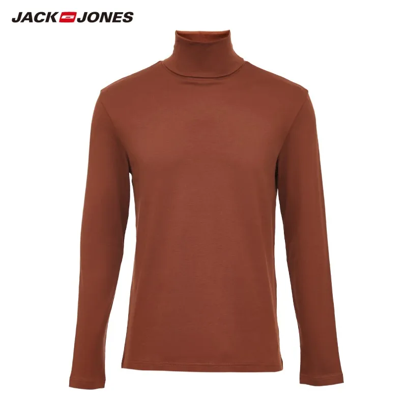 Мужская приталенная футболка JackJones Однотонная из 100% хлопка с длинными рукавами и