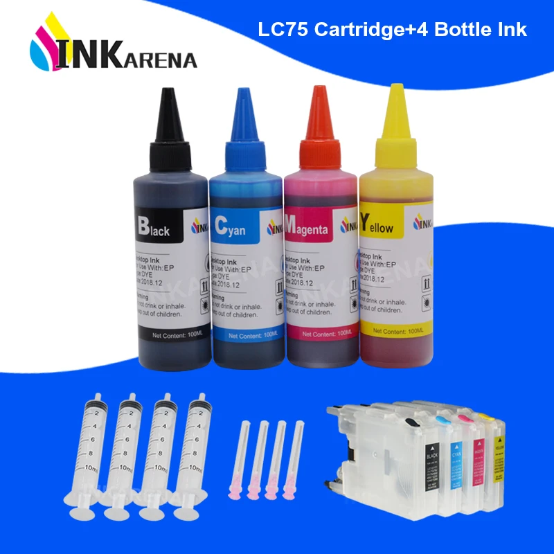 

INKARENA LC 400 1220 1240 XL Ink Cartridge + 400ml Printer Ink For Brother MFC J435W J835DW J280W J425W DCP J525N J540N J740N