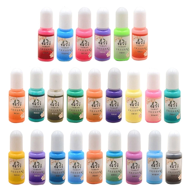

24 Colors Epoxy Pigment Opaque Liquid Resin Colorant Non-Toxic Epoxy Resin Macaron Dye Solid Color Liquid Resin Dye Kit