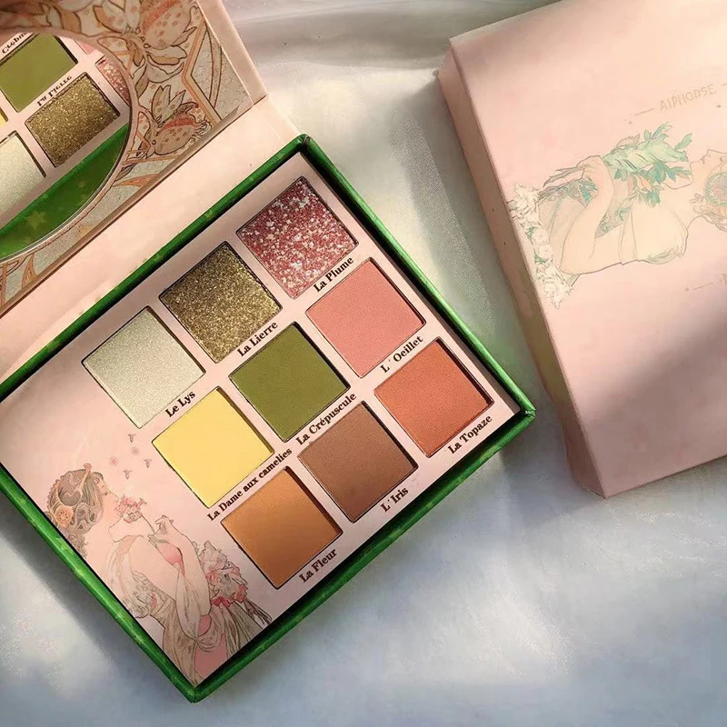 Палетка теней для век Beauty Glazed 9 Color Mashed Potato Powder - сияющие и матовые оттенки с блестками и пайетками.