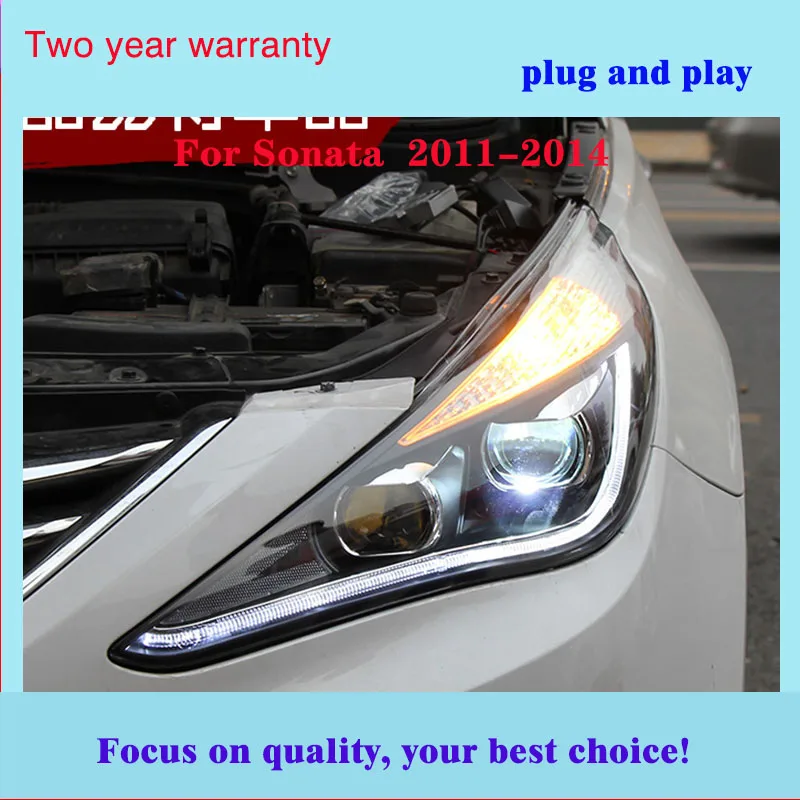 Автомобильный Стайлинг Головной фонарь для hyundai Sonata фары 2011 2014 8 светодиодный DRL Bi