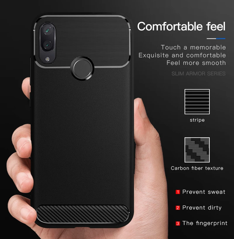 Модный чехол из углеродного волокна ТПУ для Xiaomi Redmi Note 7 защитный силиконовый Pro