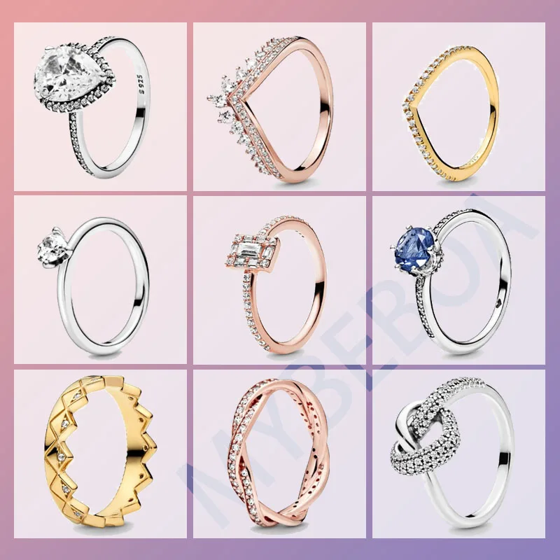 

2020 Trendy 925 Sterling Silver Rings Women Engagement Anniversary Silver Jewelry