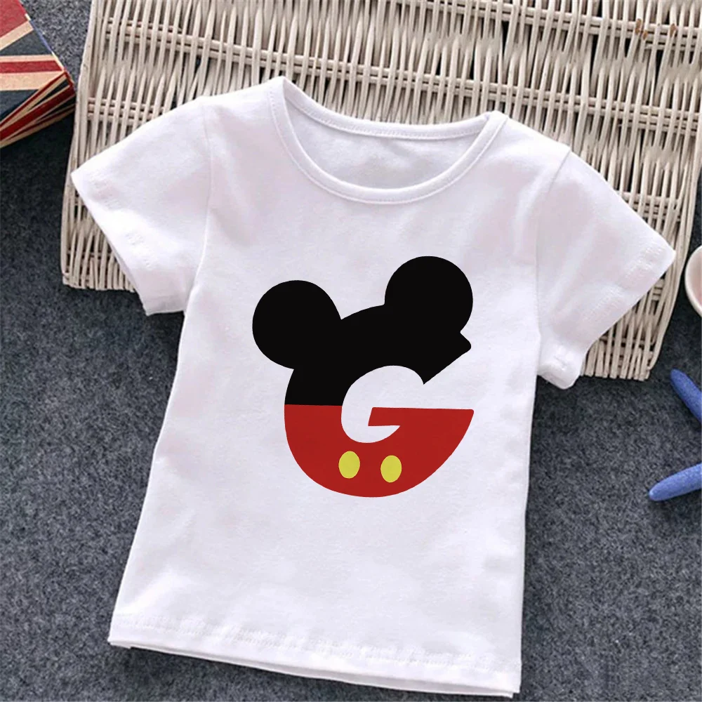 

Детская одежда с принтом алфавита ABC и Минни Маус, летние футболки для малышей в стиле Харадзюку, Детская футболка для девочек и мальчиков