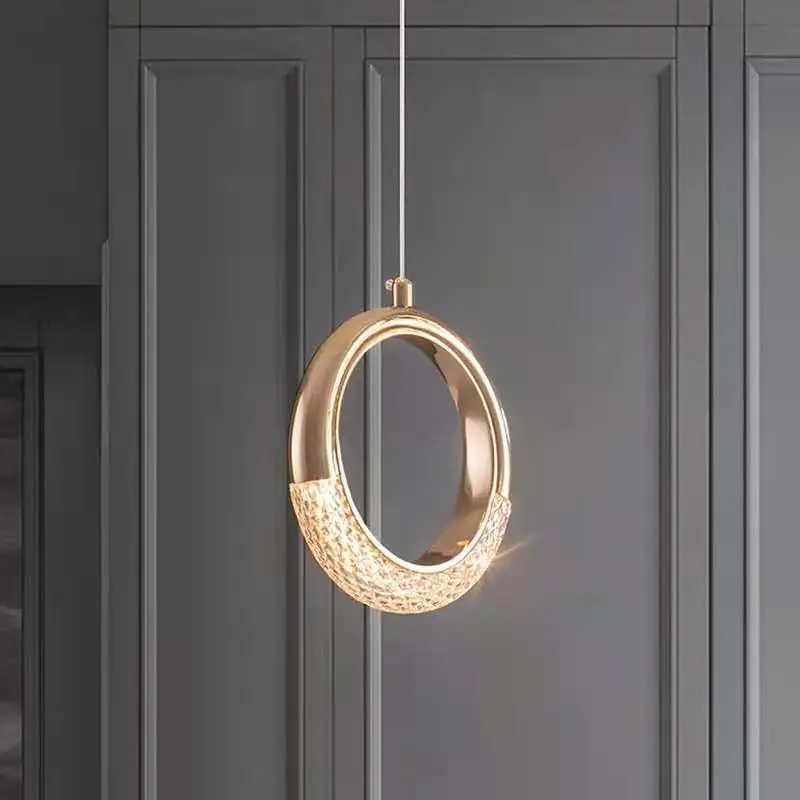 

Modern Pendant Lamp Led Nordic Lighting Fixture Hanging Kitchen Restaurant Bar Living Bedroom Bedside Indoor Decor Ring Lights