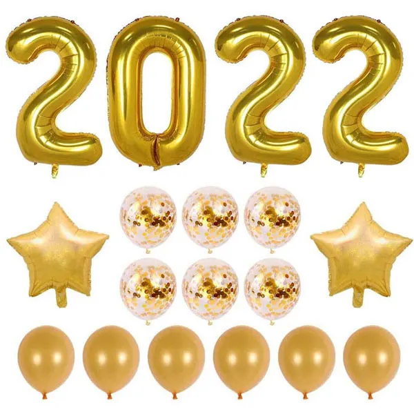 

40 inch 2022 Balloons Graduation Party Balloons with Confetti Balloons 18 inch Star Balloons for New Year Party Grad Event