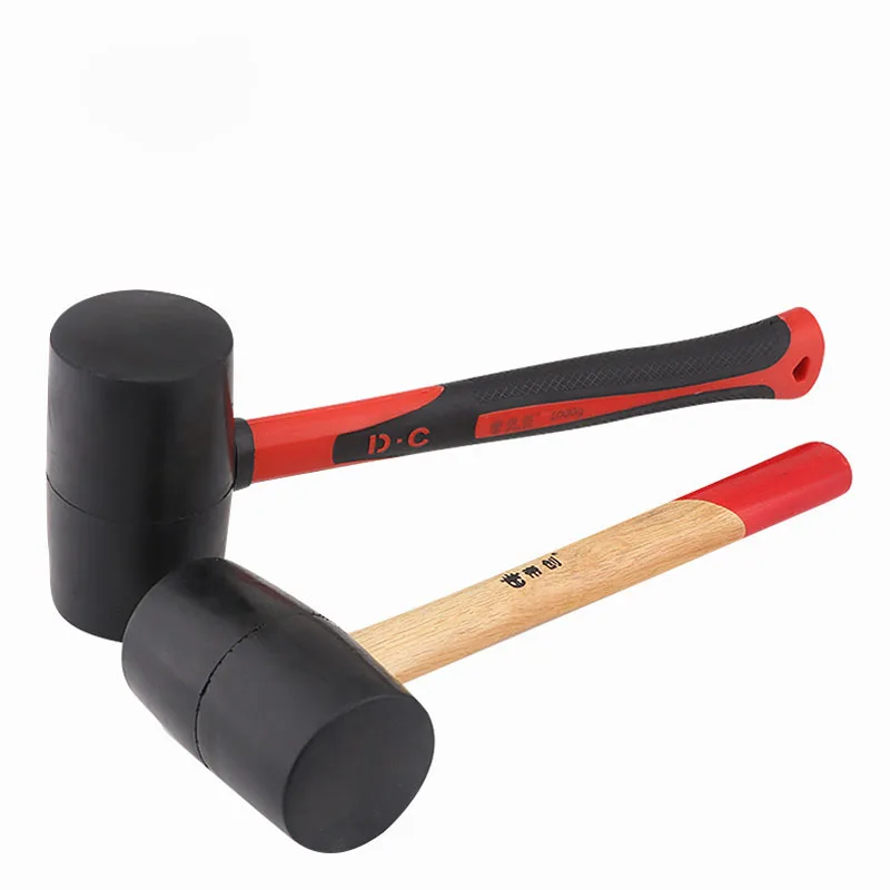 

500g/750g/1000g Wooden Handle Rubber Hammer Black Non-elastic Rubber Hammer Double Faced Tile Marble Floor Installation Mallet