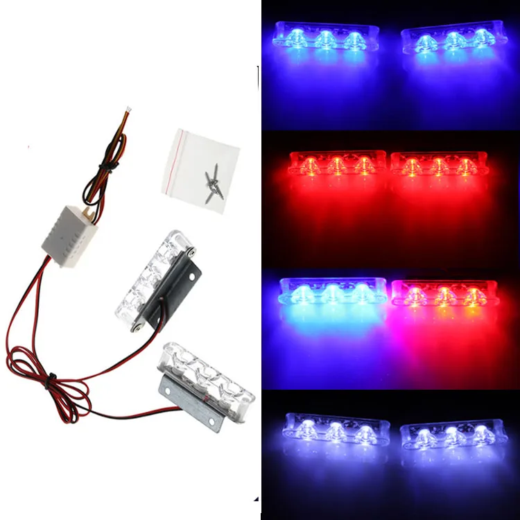 2 шт. 3 светодиодные фары 12V полиции мерцающий светильник мигающий Предупреждение