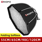 Портативный лайтбокс Triopo 55 см 65 см 90 см 120 см для вспышки Speedlite восьмиугольный Зонт софтбокс с сотовой сеткой для Godox V1 AD200