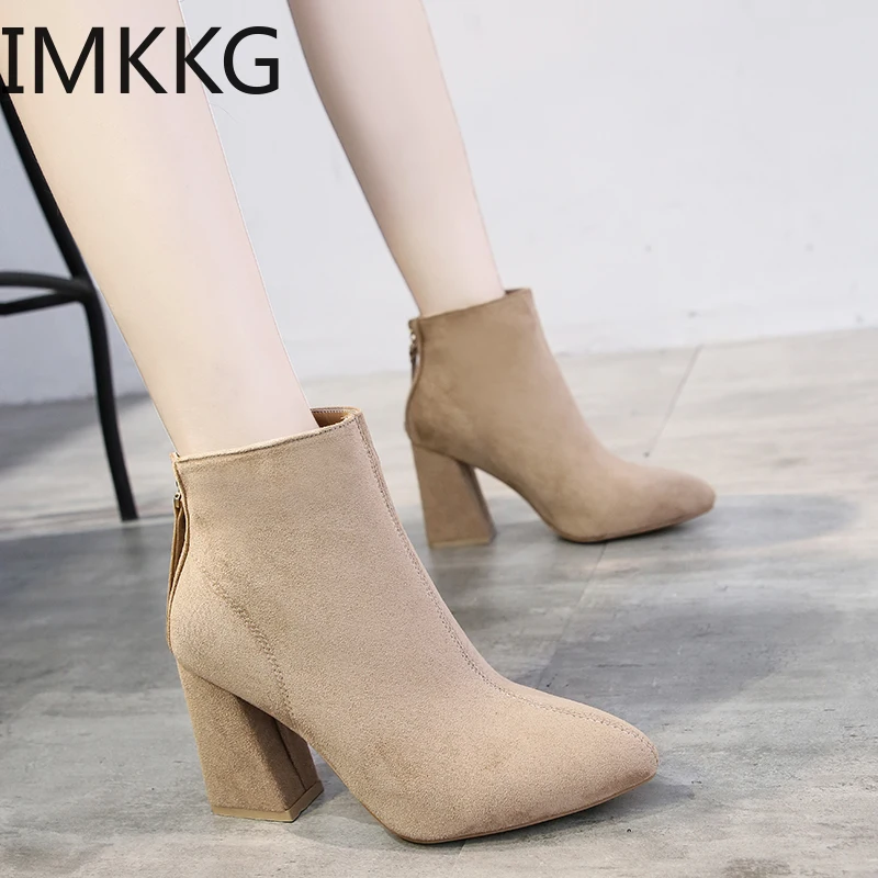 2020 желтые ботильоны женская обувь сапоги на высоком каблуке молнии сексуальные