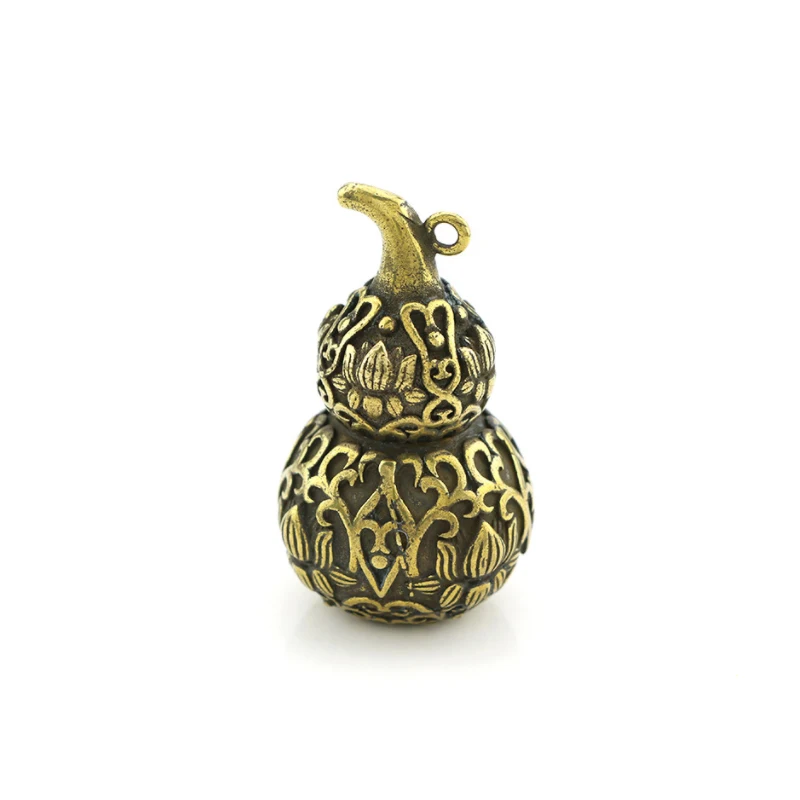 

Pure Brass Copper Lotus Cucurbit Gourd Home Ornaments Creative Unscrewable Perfume Bottle Car Keychain Pendant Crafts Decorate