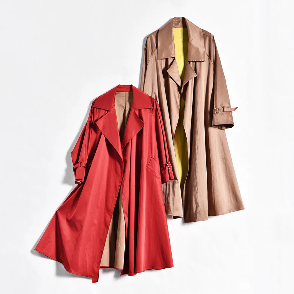 Red Long Trench Coat 2020 Spring Camel Windbreaker ins Vintage High Quality Clothes kaban Women sobretudo feminino Loose Coats | Женская