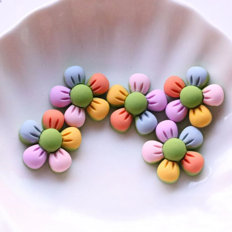 30 шт./лот Матовый Цветок с пятью лепестками полимерное украшение для волос сделай