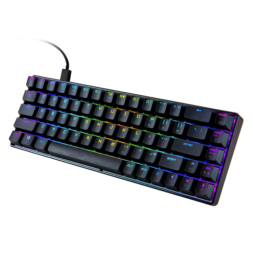 Игровая клавиатура Magic-Refiner MK14 RGB с подсветкой 68 клавиш металлическая панель