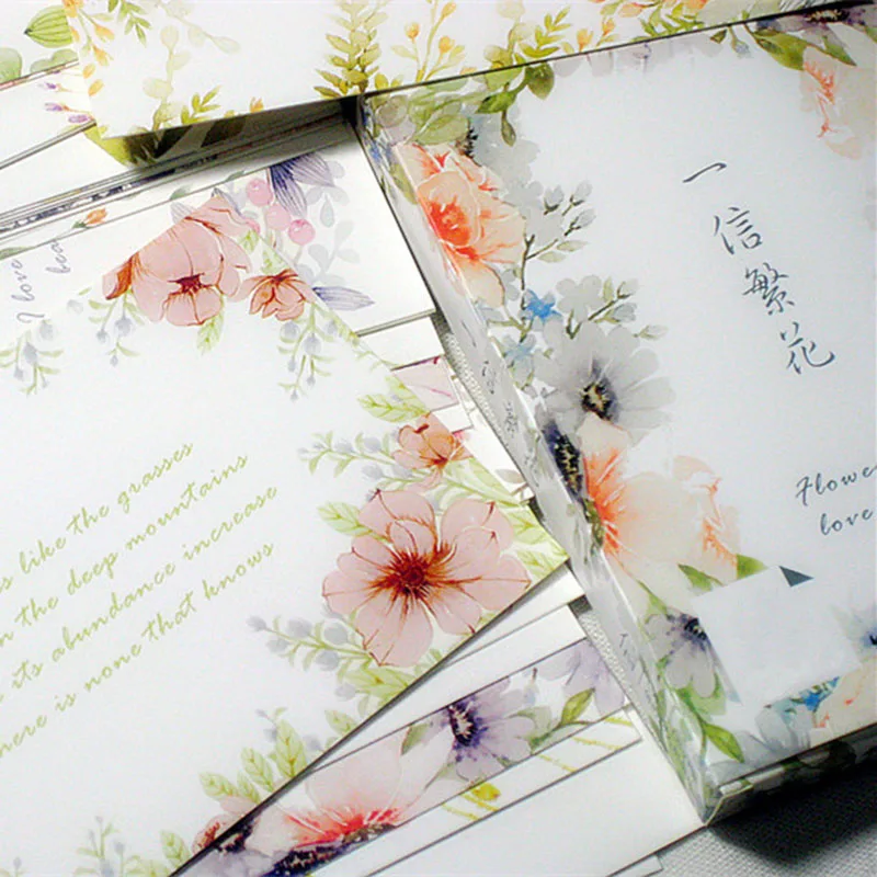 30pcs Love Letter Paper Set Greeting Card Mini Postcard Stationary Birthday Gifts Message Writing Pads Flowers | Канцтовары для